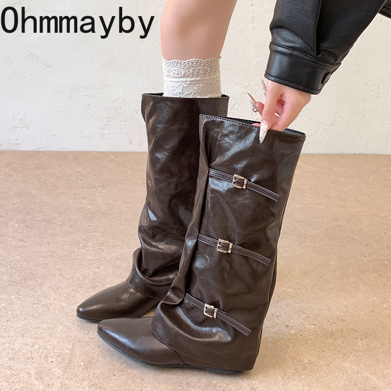 Women Leather Knee High Boots  - Leather Classic Strap 评论和价格