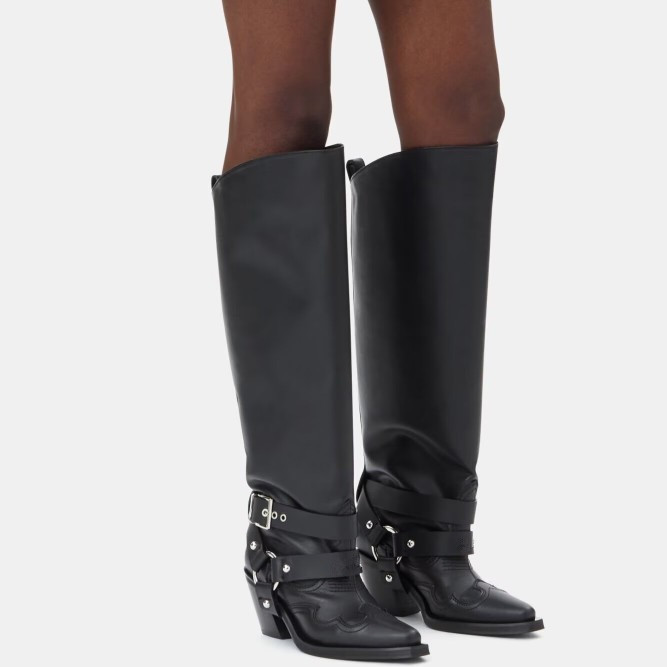 Women's Black Leather Knee Hig - Leather Classic Strap 评论和价格