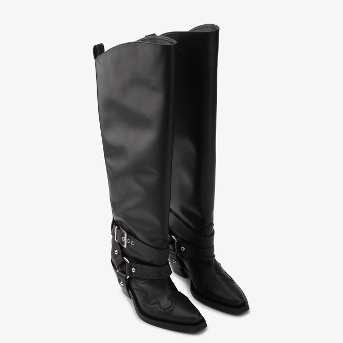 Women's Black Leather Knee Hig - Leather Classic Strap 评论和价格