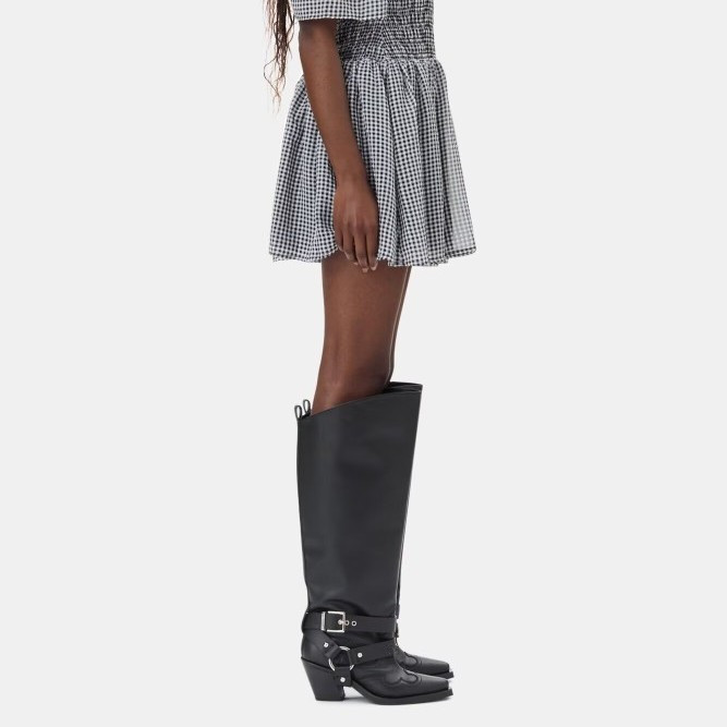 Women's Black Leather Knee Hig - Leather Classic Strap 评论和价格
