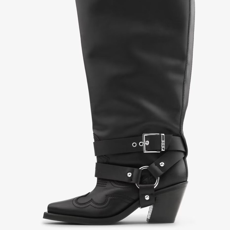 Women's Black Leather Knee Hig - Leather Classic Strap 评论和价格